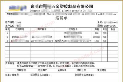 五金建材出库单_陶瓷卫浴销售单打印格式_塑料塑胶制品送货单软件